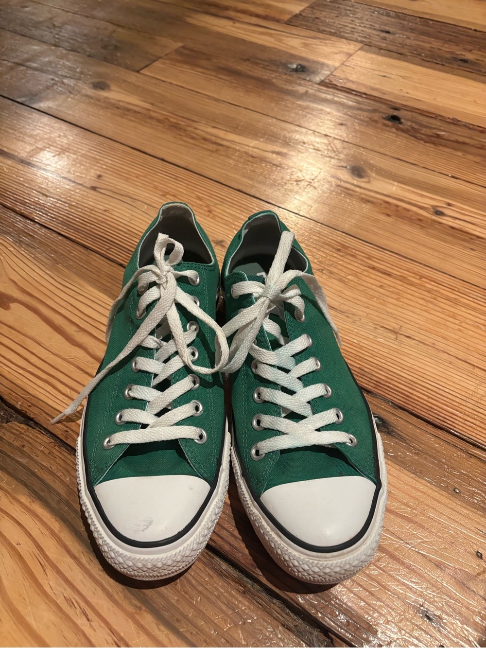 Converse Green Low-Top Canvas Sneakers with White Accents